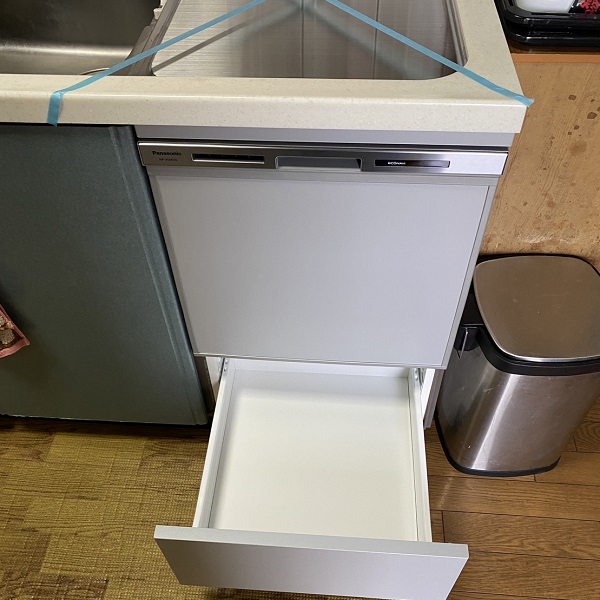 ヤマハトップオープン食洗機取替え交換工事　食洗機下引出し収納